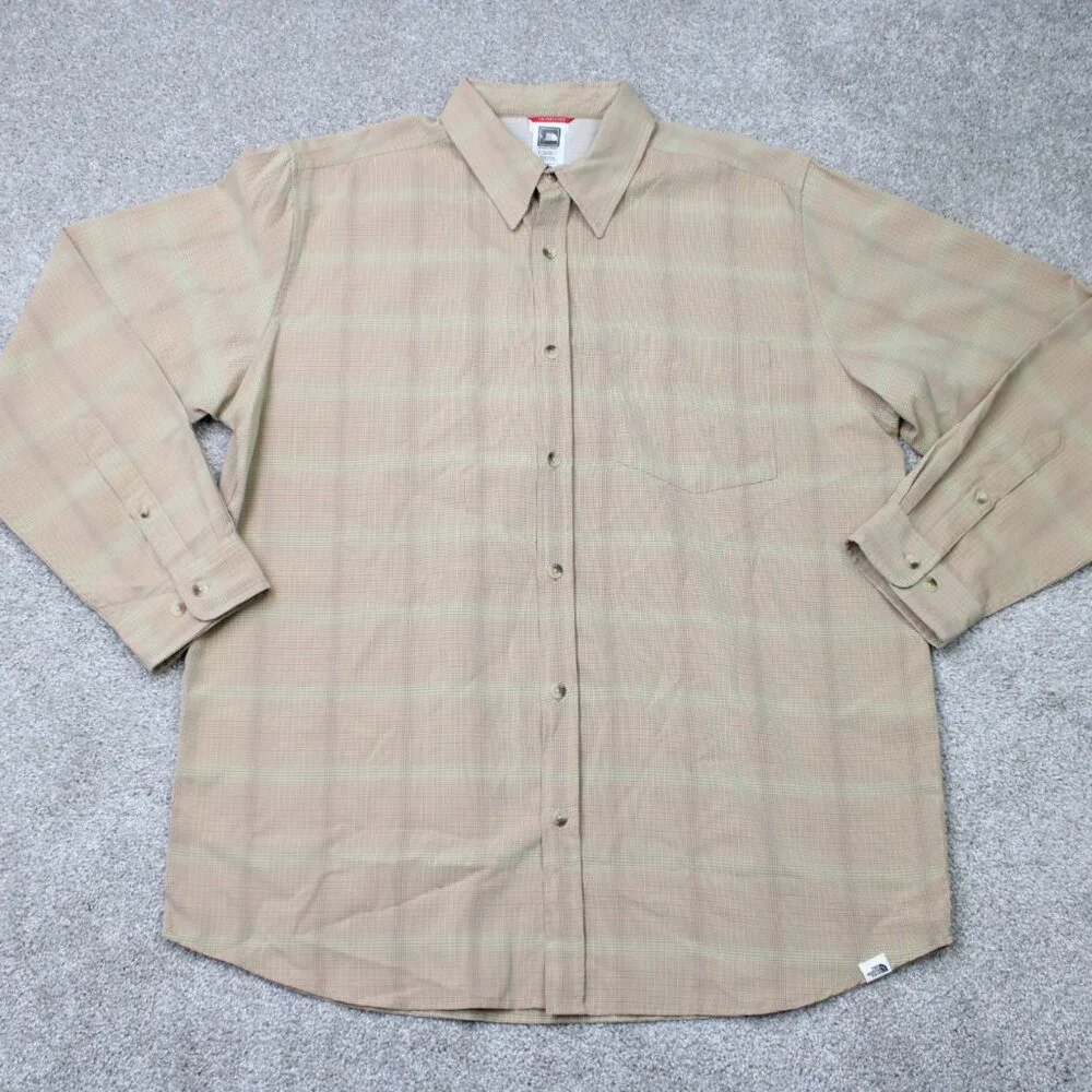 The North Face Shirt Mens XL Beige Modal/Polyester Long‎ Sleeve Button Hiking